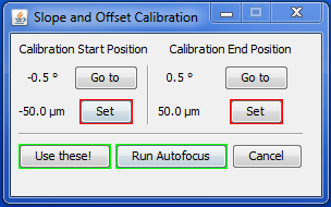  diSPIM plugin Setup Path tab; 2 point calibration pop-up